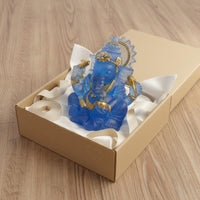 Resin Ganesha Ornament Translucent Ganesha Statue Gold Accents for Living Room