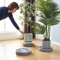 Plant Stand and Heavy Duty Trolley with Caster Wheels, Pot Stand with built-in Plant Pot Tray, Simple European Style Solid Base Frame