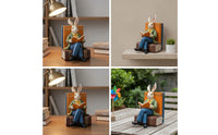Whimsical Rabbit Reading a Book Literary Bunny Figurine Storybook Rabbit Figurine Charming for Teachers, Students, Desk, Office