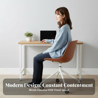 Minimalist aesthetic Armless Rolling Chair Modern Design Armless Shell Chair With Casters rotate Seat Ergonomic Backrest for Home Workers, Students, Adults, Study Room, Bedroom, Small Spaces