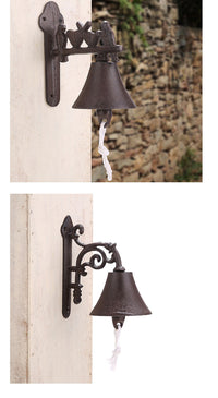 American Country Cast Iron Bell, Hand Bell, Retro Decorative Doorbell for Courtyard and Garden