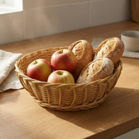 Round Woven Basket uncoveredTop Bread Serving Tray Easy to Clean