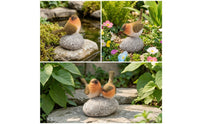 Bird Statue with Stone Look Base Carved Bird Figurine with Stone Realistic for Patio