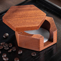 Hexagonal Coffee Filter Holder with Cutout Wooden Coffee Filter Holder Compact Organizer Solid Wood for Baristas, Kitchen Counter