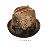 Gear Appliques Wide Brim Steampunk Hat Goggles Hat Compass Ornament for Halloween