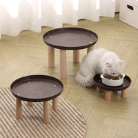 Faux Wood Grain Round Pet Raised Feeder for Cats and Dogs