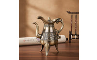 Liquor Pot Engraved Metal Pitcher with Spout Tabletop for Collectors, Hosts