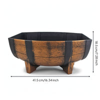 Imitation Vintage Barrel Planter Waterproof Barrel Planter Container for Patio, Garden