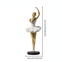 Resin Ballerina Statue Glossy Finish Ballet Dancer Statue Black Base