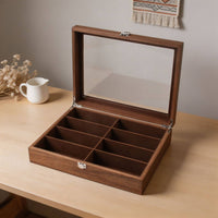 Sunglasses Organizer with Glass Lid 8-Compartment Sunglasses Organizer for Desk