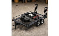 Crawler Trailer with Dual Axles Heavy-Duty RC Metal Trailer with Ramps Low-Profile for Trail Recovery