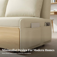 Extendable Wooden Sofa Bed Space-Saving Fold-Expandable Loveseat Bed Natural Wood Appearance Foldable for Guests, Adults