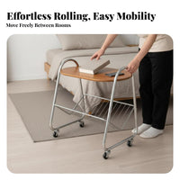 2-Tier Wheeled Rack Minimalist and aesthetic Bedside Table With casters for Beside a Sofa
