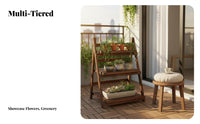 Multi-Tier Folding Planter Shelf Weather-Resistant blossom Rack for Corner Space