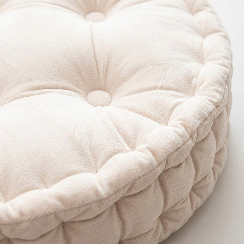 Round Floor Cushion, Thick Seat Pad for Living Room Floor, Meditation Cushion Adults, Button Tufted Floor Pillow, Modern Minimalist Seating