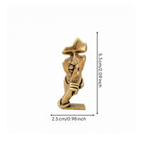 Abstract Human Sculpture Compact Brass Figurine Flat Base