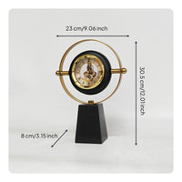 Clock with Pedestal Base Decorative Circular Table Clock for Bookshelf, Office, Cabinet