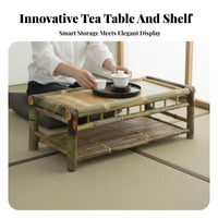 3 Pieces Bamboo Low Seating Table and Chairs Traditional Design Tea Ceremony Furniture Natural Look Adaptable Use for Adults