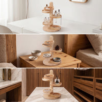 Wooden Organizer with Trays Space-Saving Rotating Display Stand Upright Rotating Organizer for Vanity