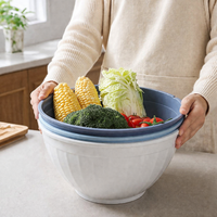 Large Salad Bowl with Lid, Round Serving Bowl for Meal Prepping, Modern Minimalist Matte Food-Grade Design, Stackable 23cm