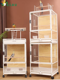 Transparent Acrylic Wooden Bird Cage for Parrots with Anti-Escape Design