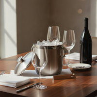 Stainless Steel Ice Bucket Circular Handles Insulated Ice Bucket Carry Handle Beverage Container
