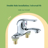 Bathroom Faucet, Double Hole Basin Tap, Brass, Rustproof