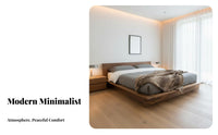 Japanese design Lowheight Bed Frame Wabi-Sabi Design Lowheight Bedstead Minimalist Aesthetic Bedroom Furniture No Box foundation Needed for Guesthouse Owners, Minimalists, Young Professionals, Hotel Room, Apartment