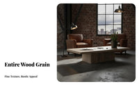 Rustic aesthetic dual-Level Coffee Table Distressed Finish Rectangular rectangular slab Table Minimalist Design Living Room Furniture Sturdy Construction for Apartment Dwellers, Interior Designers, Office Managers, Small Apartments, Lounge Area