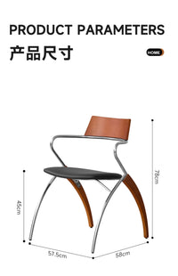 中古靠背实木餐椅包豪斯吧台法式家用扶手不锈钢高级设计梳化妆凳