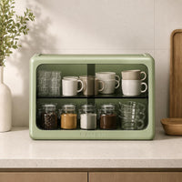 Sliding Door Cup Cabinet Countertop Tumbler Storage Rack Opaque Body