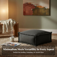 Square Pouf Wabi-Sabi Design Plush Footstool Cube Thick Padding for Meditators