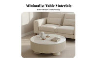 2 Pieces Round Nesting Table Set Creamy Aesthetic Drum Coffee Table Set Light Luxury design Minimalist Design for Small Spaces