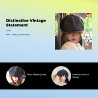 Unisex Octagonal Cap, Jean Newsboy, Street Style