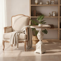 Accent Table with Pedestal Base Carved Round Side Table Decorative for Boutique