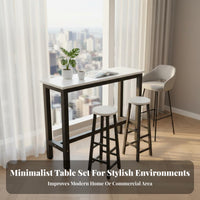 Wall Side Long Table Narrow Bar Table Space Saving Console Breakfast Bar Steel Frame Suitable for Restaurant Owners Apartment Dwellers Kitchen Cafe Balcony Home Decoration