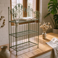 Wrought Iron Flower Stand Vintage Three-Tier Flower Stand Sturdy Home Decor
