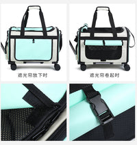 Foldable Breathable Cat Carrier Bag with Trolley for Travel and Car Use