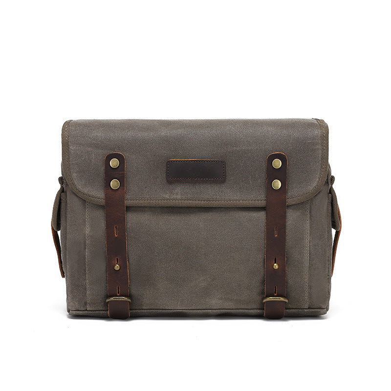 Detachable Motorcycle Saddlebag, Water-Resistant, Canvas, 30L, with Leather Trim