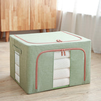 Foldable Cotton Linen Storage Box with Steel Frame for Clothes and Toys