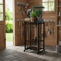 Garden Tool Storage Rack Black Iron Three-Tier Tool Rack Heavy Duty