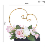Simulated Rose Floral Arrangement with Diamond Ring and Heart Stand for Weddings and Home Decor