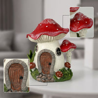 Fungi House with Solar Light Resin Fungi House Outdoor for Flower Bed