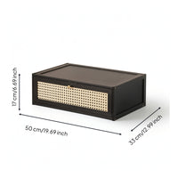 Breathable Storage Cabinet with Woven Door Modular Storage Cabinet with Doors Space-Saving Wooden Bin Multi-Use for Bedroom, Small Apartments, Entryway