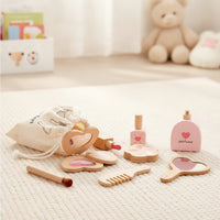 Wooden Makeup Toy Set Pretend Play Makeup Set Portable for Kids, Young Children