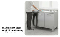 Rust-Proof Stainless Steel Kitchen Cabinet Easy to Clean All-Steel Kitchen Counter Water-Resistant Freestanding Food Cupboard Sturdy and Long-Lasting for Landlords, Homeowners, Families, Apartment, Home, Utility Room, Office