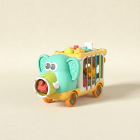 Hand-Eye Coordination Training Toddler Stacking Blocks Car Fine Movement Skills Development Elephant Pull Toy Color Recognition Educational Sensory Bin for Toddlers, Infants, Babies