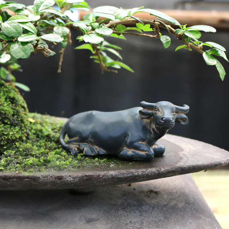 Miniature Ox/Cow Figurine for Micro Landscape Decor, Planters, Garden, and DIY Crafts