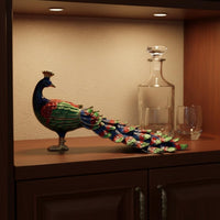2 Pieces Peacock Decorative Figurine Rhinestone Peacock Figurine Ethnic Design