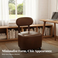 Upholstered Caster Seat with Backrest Easy to Move for Living Room, Kids, Adults